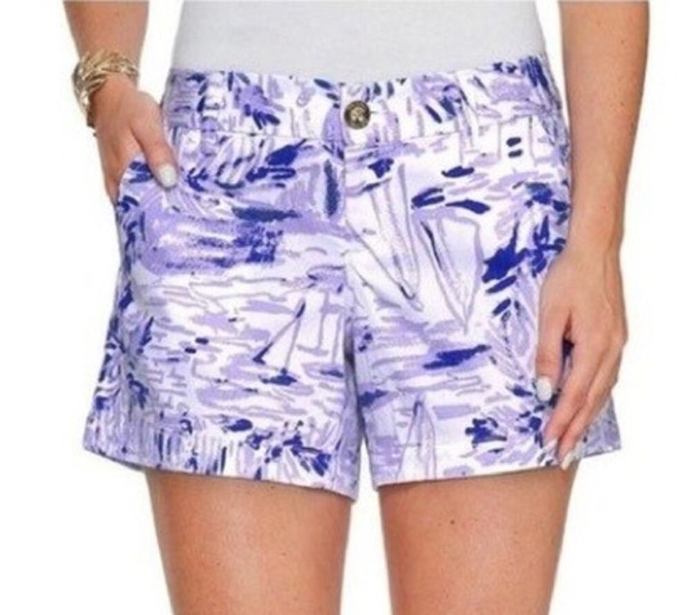 Lilly Pulitzer Floral Callahan Shorts Size 6 Purple Preppy Coastal Resort Beachy